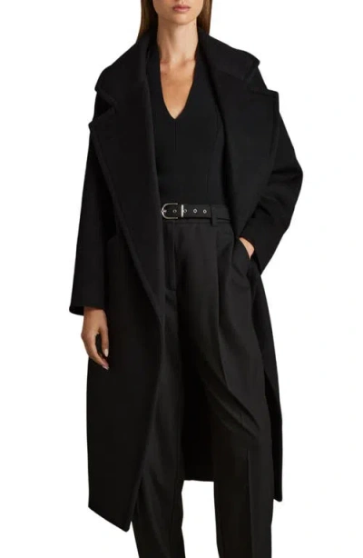 Reiss Bridget Belted Wool Blend Coat In Black