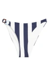 Reiss Womens Navy Brown Bridgette Striped Bikini Bottoms In Multi