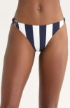 Reiss Womens Navy Brown Bridgette Striped Bikini Bottoms In Multi