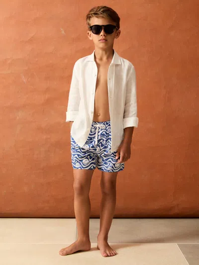 Reiss Kids' Bright Blue 3-9 Yrs Smileyworld | Wave Swim Shorts In Multi