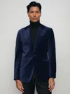 Reiss Bright Blue Apsara Single-breasted Velvet Tailored-fit Blazer In Blue