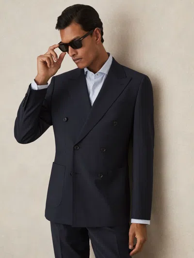 Reiss Bright Blue Dream Db Slim-fit Double-breasted Wool-blend Suit Blazer