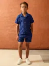 Reiss Bright Blue Smiley World Wave Texture Shirt In Blue