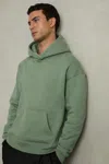 Reiss Bright Green Cotton Fleece-back Drawstring Hoodie In Bright Green