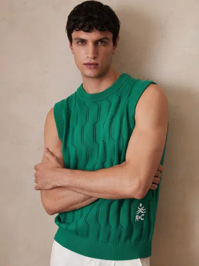 REISS BRIGHT GREEN CHÉ POINTELLE CREW-NECK VEST
