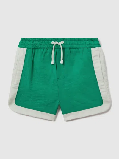 Reiss Kids' Bright Green/ecru Junior Contrast Drawstring Swim Shorts