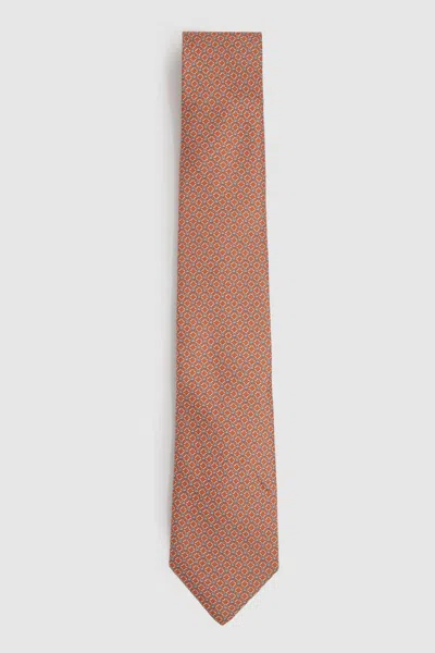 Reiss Bright Orange Orta Silk Chain Pattern Tie In Bright Orange