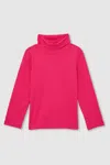 Reiss Bright Pink 13-14 Yrs Cotton-jersey Roll-neck Top With Stretch