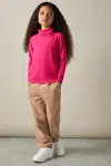 Reiss Bright Pink 9-13 Yrs Cotton-jersey Roll-neck Top With Stretch