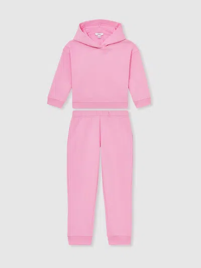 Reiss Bright Pink Cotton Blend Hoodie And Joggers Set