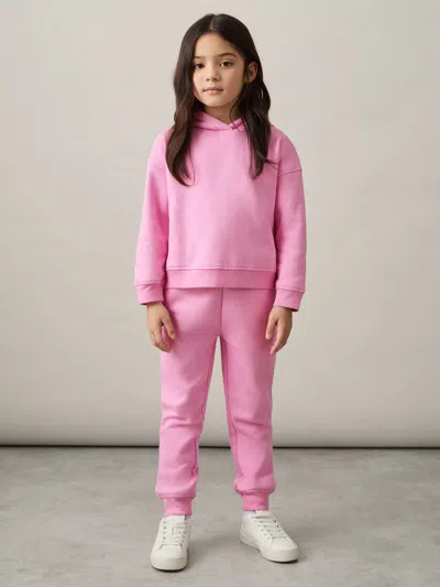 Reiss Bright Pink Cotton Blend Hoodie And Joggers Set