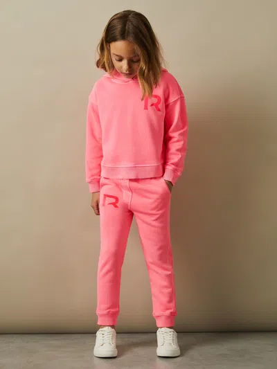 Reiss Bright Pink Kelly 4-9 Yrs Oversized Logo Cotton Blend Drawstring Joggers
