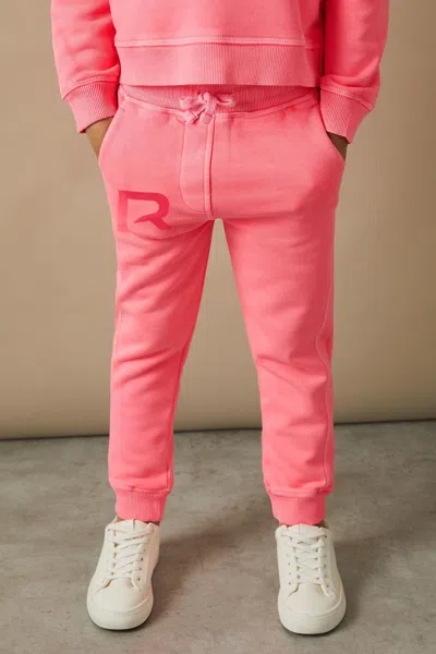 Reiss Bright Pink Kelly Oversized Logo Cotton Blend Drawstring Joggers