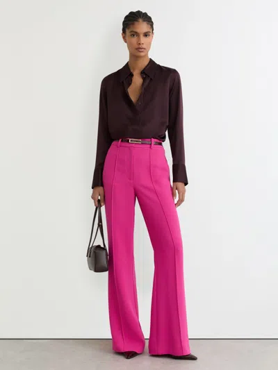 Reiss Bright Pink Seam-detail Flared Trousers