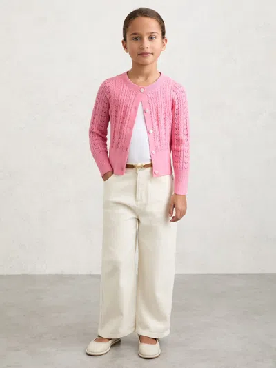 Reiss Babies' Bright Pink Wool-cotton Pointelle Cardigan