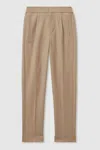 Reiss Brighton - Soft Camel Brown Brighton Teen Relaxed Elasticated Trousers With Turn-ups