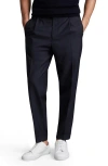 Reiss Brighton Relaxed Drawstring Trousers With Turn-ups In Blue