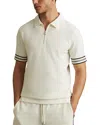 Reiss Bristol Nylon Stretch Textured Tipped Regular Fit Quarter Zip Polo Shirt In Off White