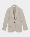Reiss Brittany Textured Single-button Blazer In Neutral