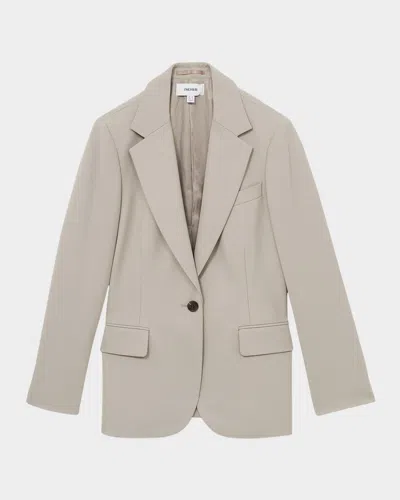 Reiss Brittany Textured Single-button Blazer In Neutral