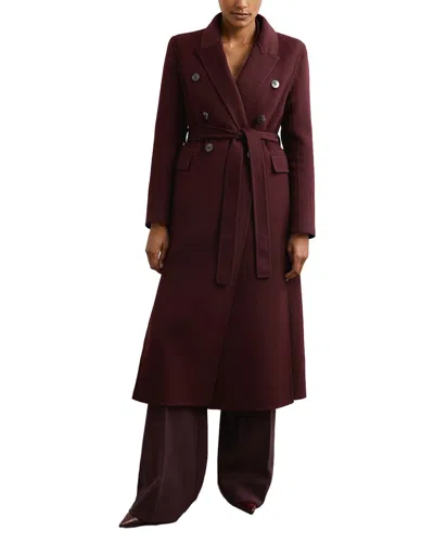 Reiss Brogan Wool Blend Coat In Burgundy