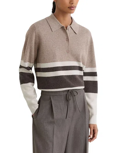 Reiss Bronte Cropped Rugby Shirt In Multi