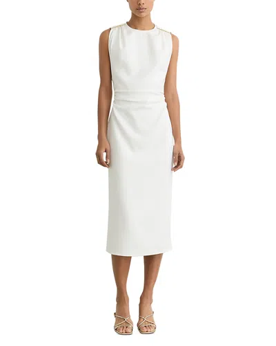 Reiss Bronte Midi Jersey Dress In White