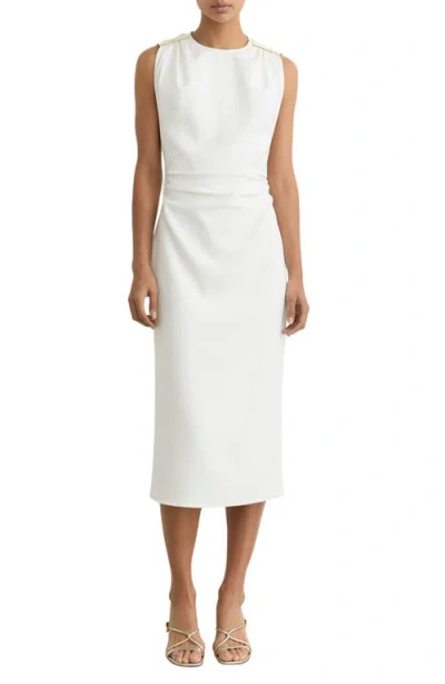 Reiss Bronte Ruched Sleeveless Midi Dress In White