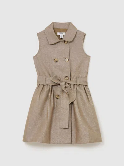 Reiss Kids'  Bronze Diana 13-14 Yrs Cotton-blend Metallic-weave Shirt Dress In Gray