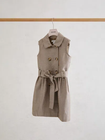 Reiss Kids'  Bronze Diana 9-13 Yrs Cotton-blend Metallic-weave Shirt Dress In Gray