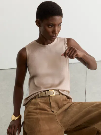 Reiss Bronze Silk-front Jersey Vest In Neutral