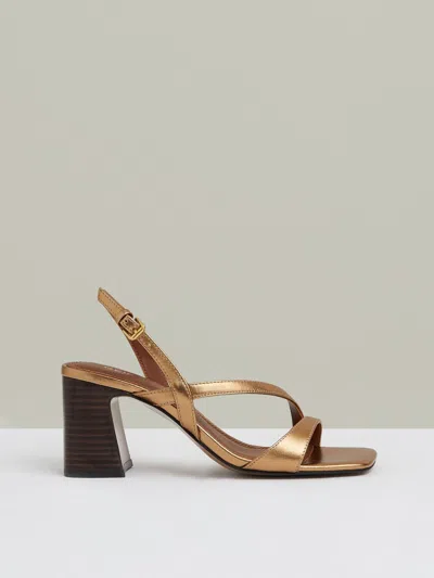 Reiss Bronze Strappy Leather Heeled Sandals In Brown