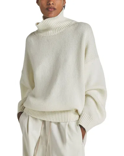 Reiss Brook Funnel Neck Wool & Cashmere-blend Sweater In White