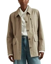 Reiss Neutral Cotton Canvas Drawstring Waist Overshirt In Neutral