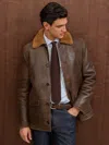 Reiss Brown Atelier Shearling Leather Jacket In Brown