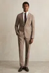 Reiss Brown Belmont Sb Single-breasted Textured Blazer Slim-fit With Wool
