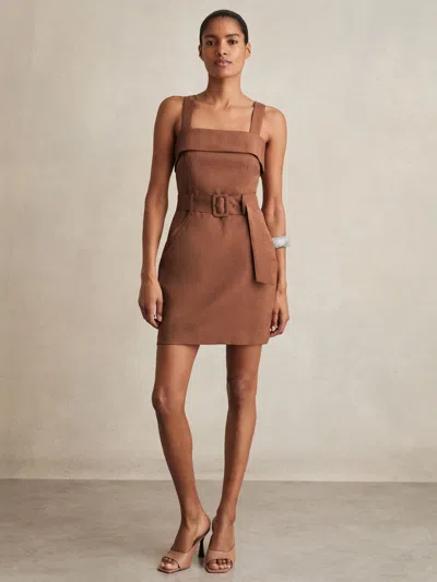 Reiss Brown Belted Mini Dress