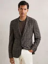 Reiss Brown Wool-blend Dogtooth Check Blazer In Brown