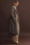 Reiss Brown Check Petite Wool-blend Houndstooth-check Coat In Brown Check