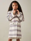 Reiss Brown Claude 4-9 Yrs Wool Blend Checked Asymmetric Funnel Neck Coat