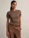 Reiss Brown Cotton And Wool Crew-neck Top In Brown