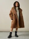 Reiss Brown Darla 9-13 Yrs Longline Teddy Coat With Wool