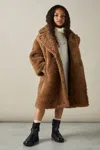 Reiss Brown Darla Longline Teddy Coat With Wool In Brown