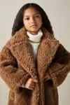 Reiss Brown Darla Longline Teddy Coat With Wool