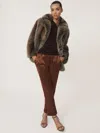 Reiss Brown Faux-fur Coat In Brown