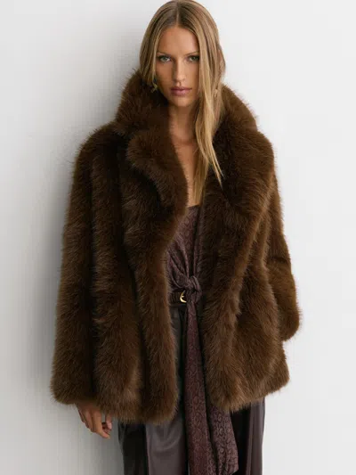 Reiss Brown Faux-fur Coat