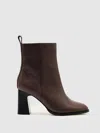 Reiss Brown Leather Block-heel Ankle Boots In Brown