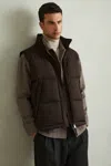 Reiss Brown Quilted-shell Zip-through Gilet In Brown
