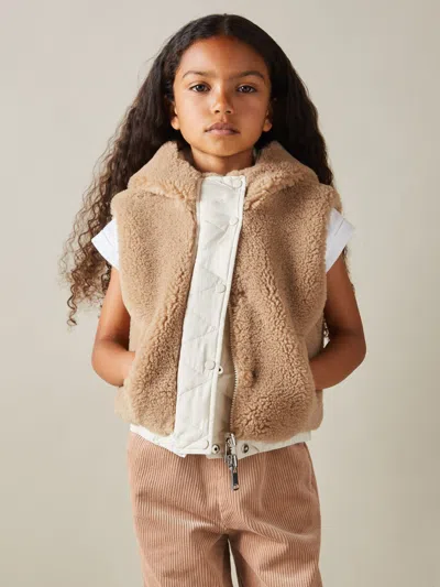 Reiss Brown 9-13 Yrs Reversible Quilted Borg Gilet