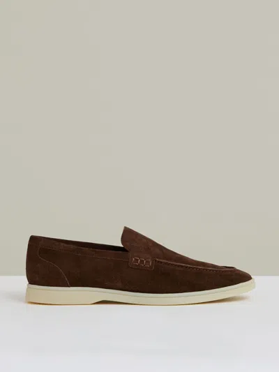 Reiss Brown Kason Suede Slip-on Loafers